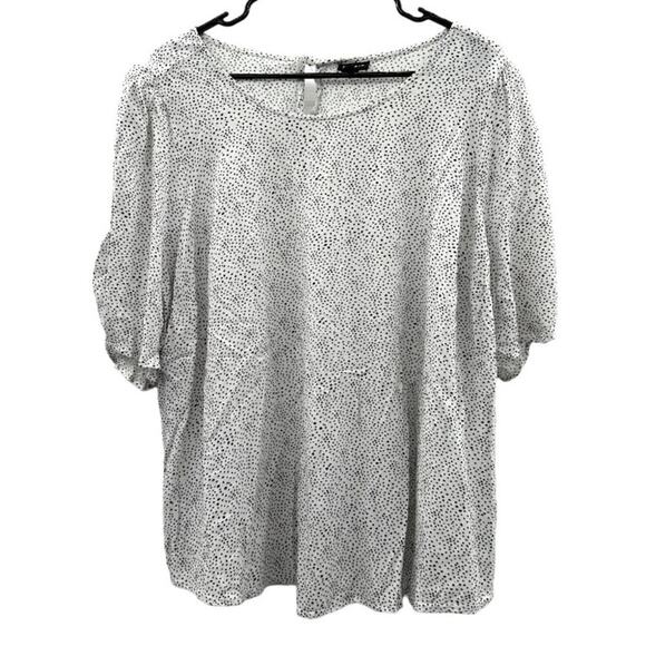 Torrid White & Black Print Crepe Ruched Half Sleeve Blouse Size 4X - Picture 3 of 11